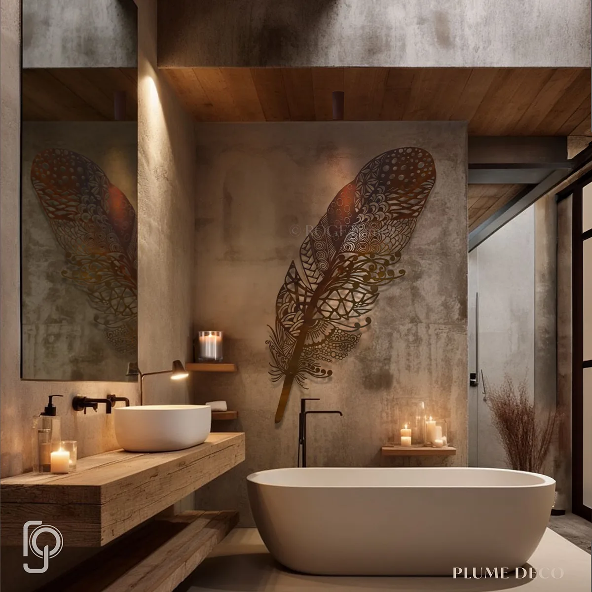 PLUME DECO — Feather metal wall art, view 2