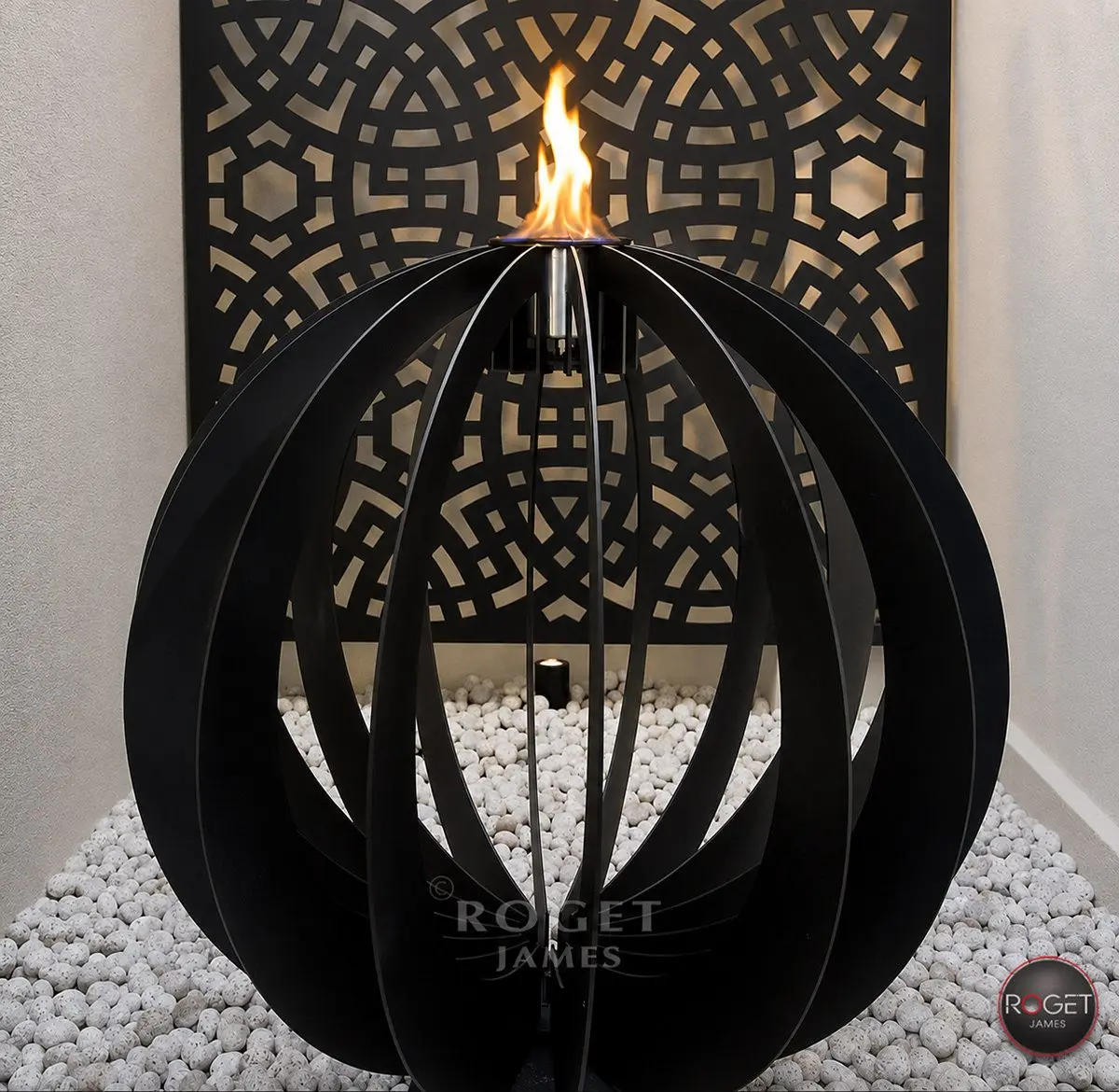 ESFERA — laser cut metal garden sculpture, Fire Sculptures range, by ROGETjames