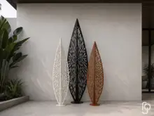 VILLA LEAFS - TRIO — laser cut metal garden sculpture, Leaf Sculptures range, by ROGETjames