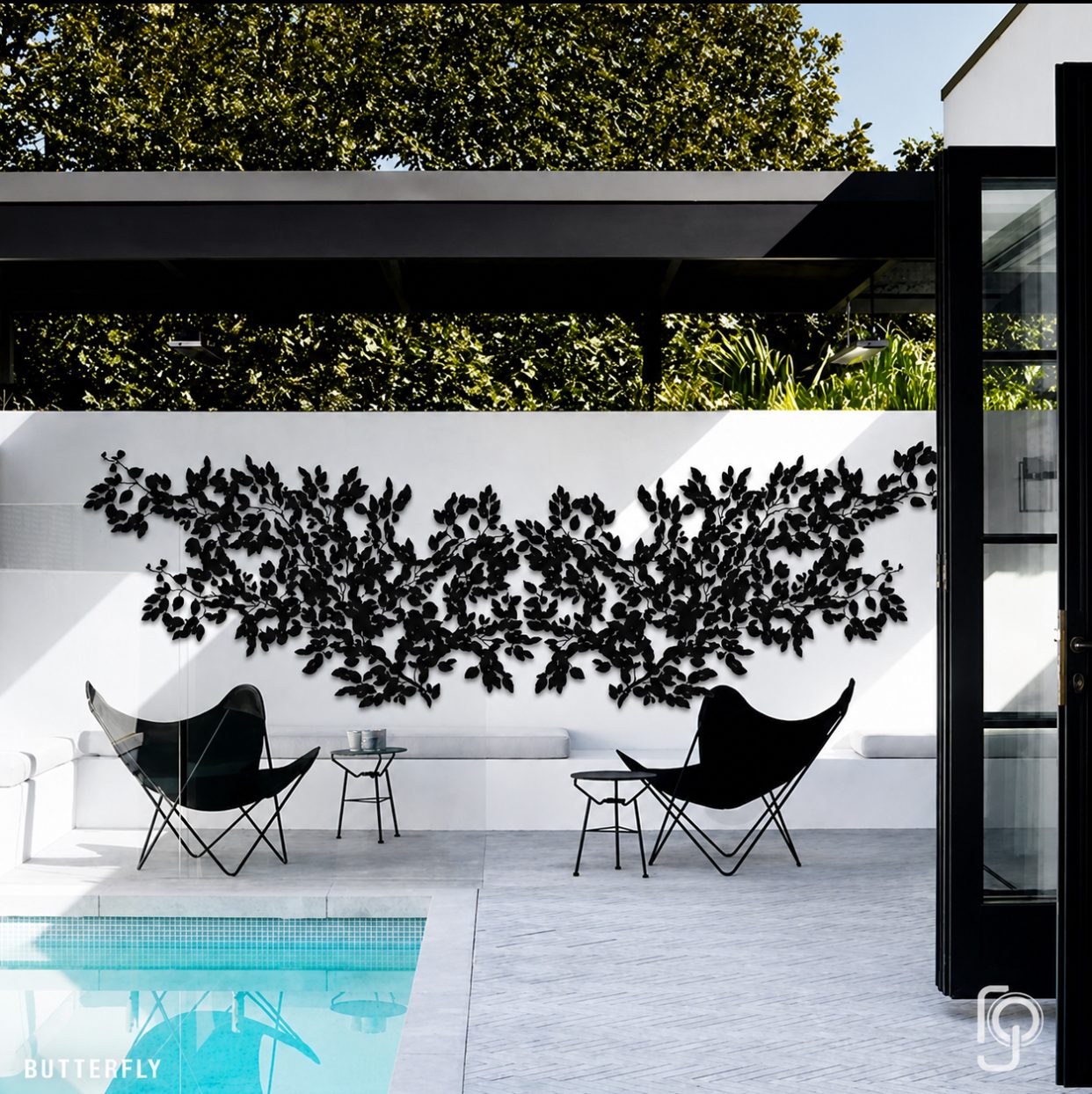 BUTTERFLY — Creeping fig metal wall art