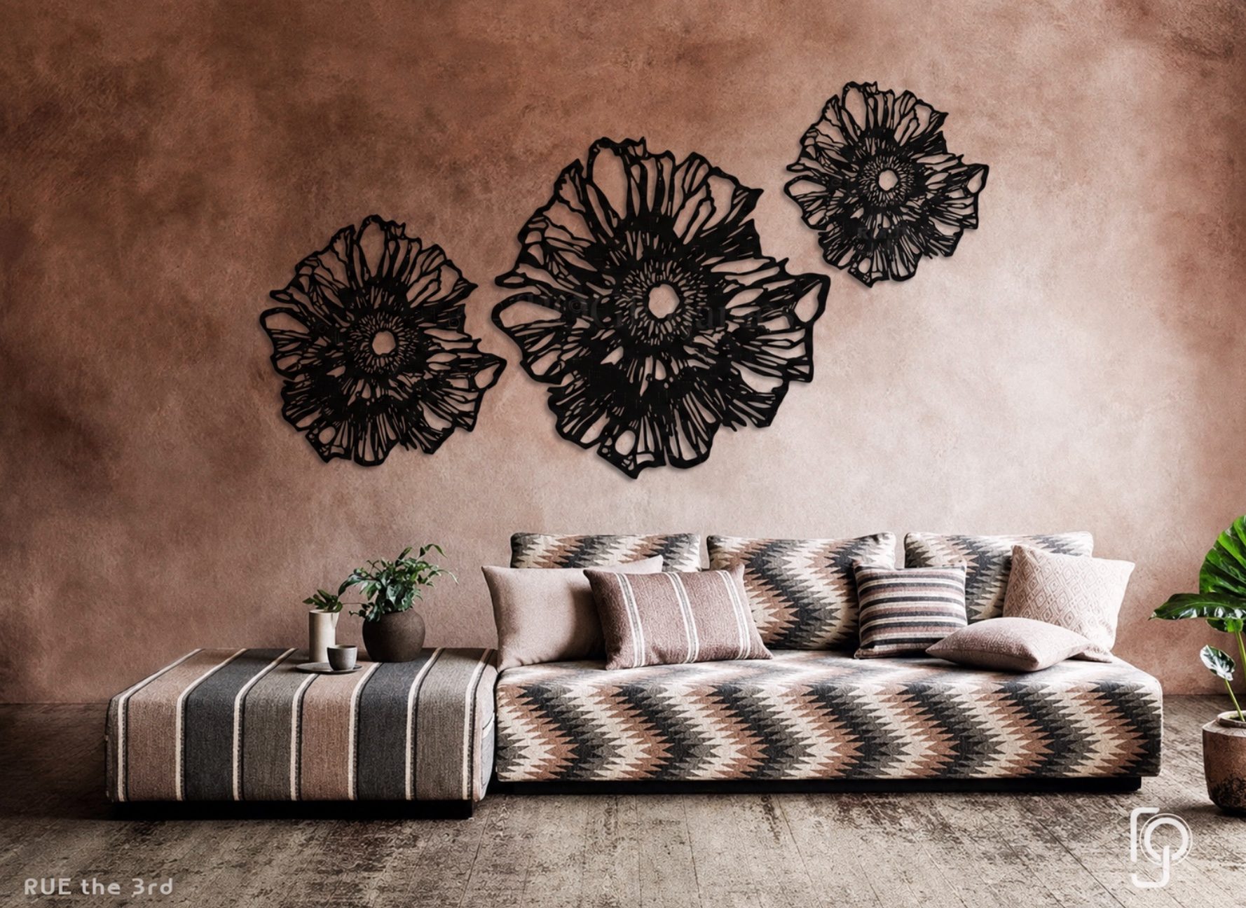 RUE the 3rd — Round floral metal wall art