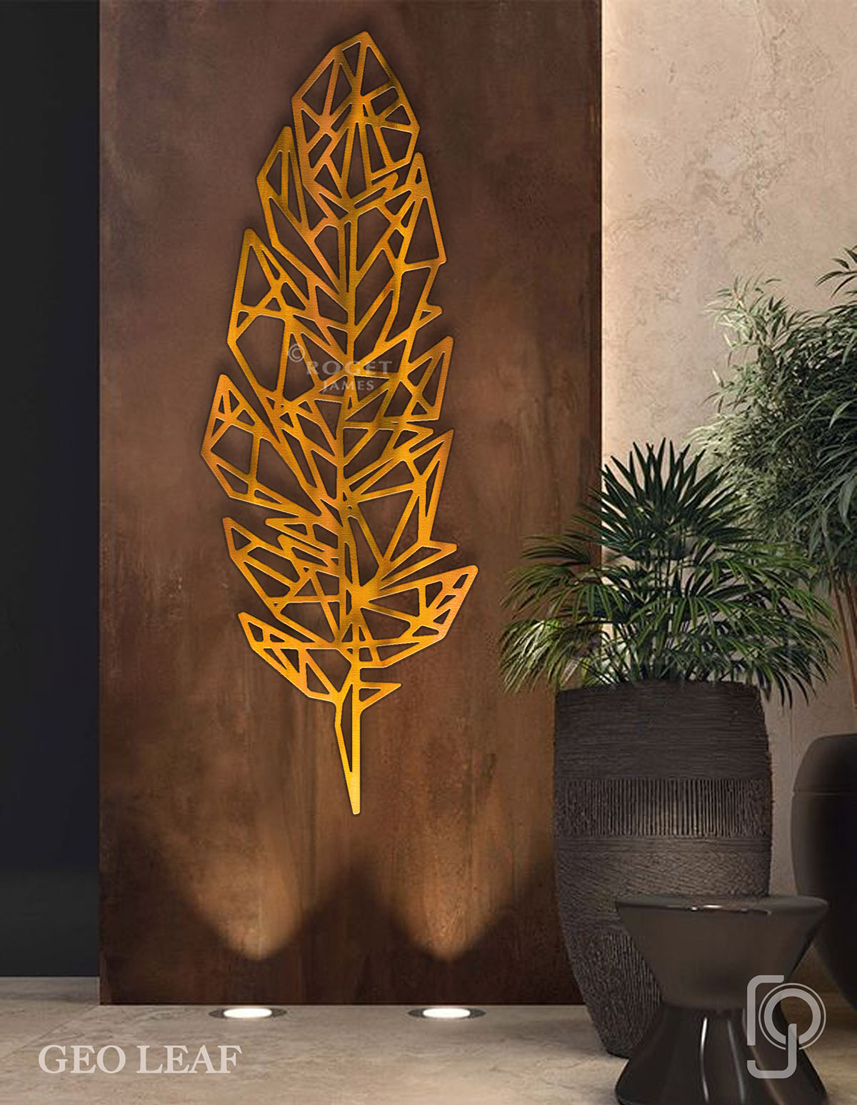 GEO LEAF — Geometric leaf metal wall art