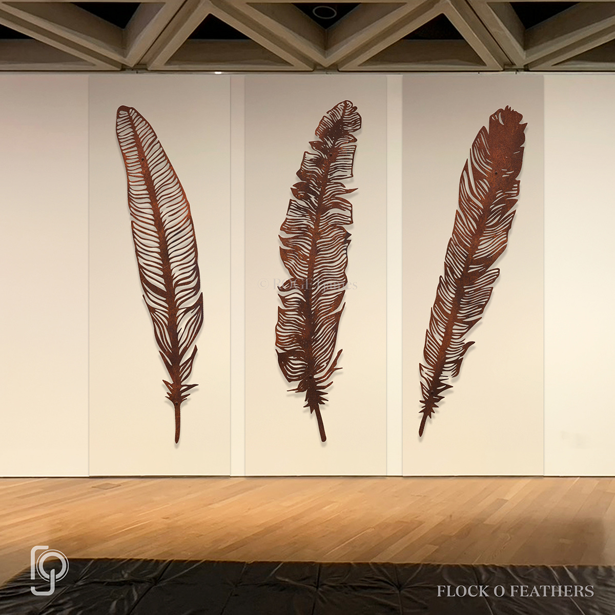FLOCK O FEATHERS — Feather metal wall art